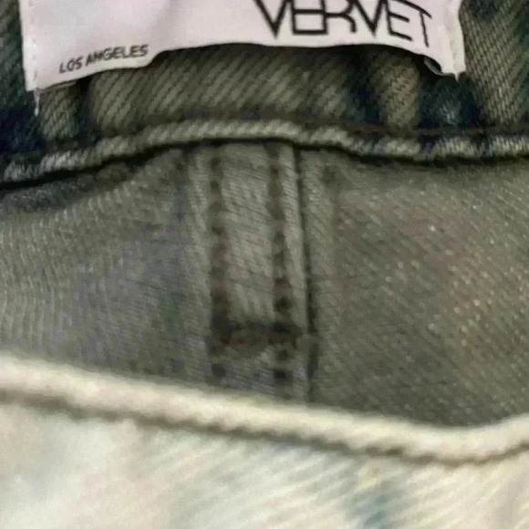 VERVET Super High Rise Criss Cross Waistband Crop Straight Jeans Olive Wash 25 - Picture 4 of 15